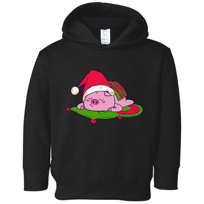 Cute Sleepy Christmas Pig Toddler Hoodie