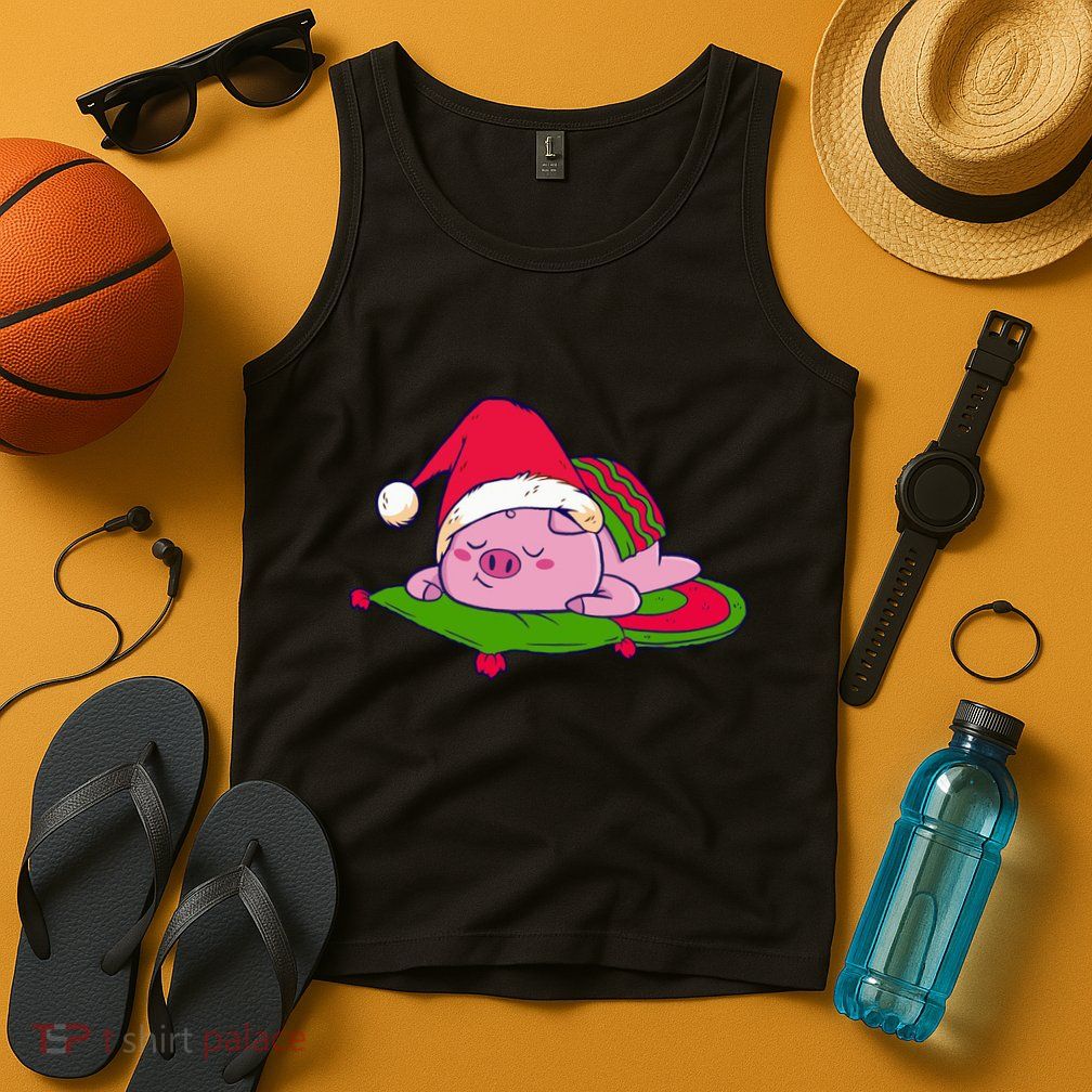 Cute Sleepy Christmas Pig Tank Top
