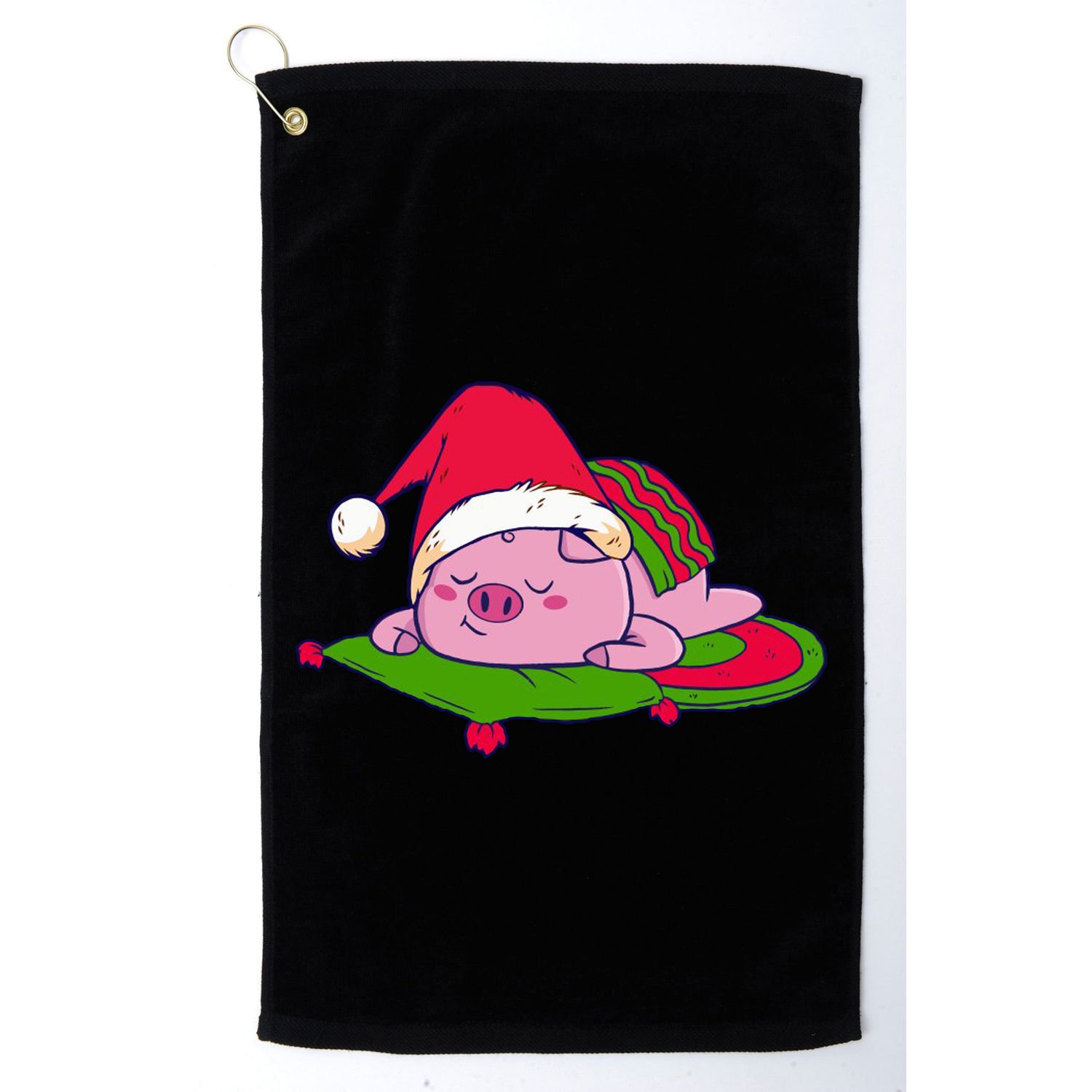Cute Sleepy Christmas Pig Golf Towel