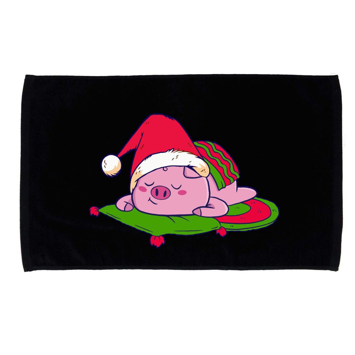 Cute Sleepy Christmas Pig Microfiber Hand Towel