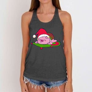 Cute Sleepy Christmas Pig Women's Knotted Racerback Tank