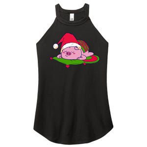 Cute Sleepy Christmas Pig Women's Perfect Tri Rocker Tank