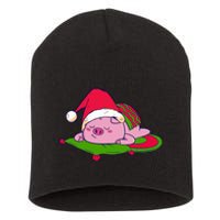 Cute Sleepy Christmas Pig Short Acrylic Beanie