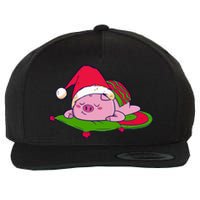 Cute Sleepy Christmas Pig Wool Snapback Cap