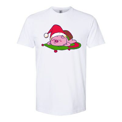 Cute Sleepy Christmas Pig Softstyle® CVC T-Shirt