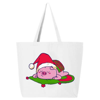 Cute Sleepy Christmas Pig 25L Jumbo Tote