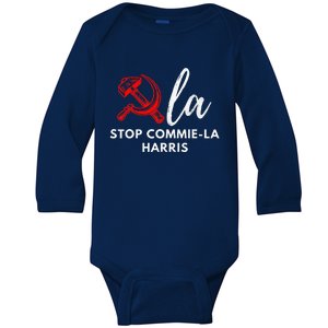 Commiela Stop Commiela Harris Stop Kamala Trump 2024 Baby Long Sleeve Bodysuit