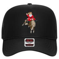 Cowboy Santa Claus Riding A Horse Christmas Cowboy High Crown Mesh Back Trucker Hat