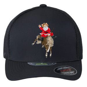 Cowboy Santa Claus Riding A Horse Christmas Cowboy Flexfit Unipanel Trucker Cap