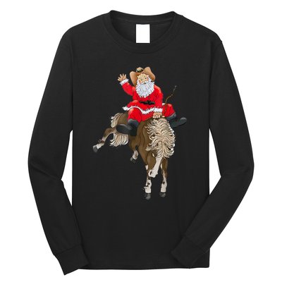 Cowboy Santa Claus Riding A Horse Christmas Cowboy Long Sleeve Shirt