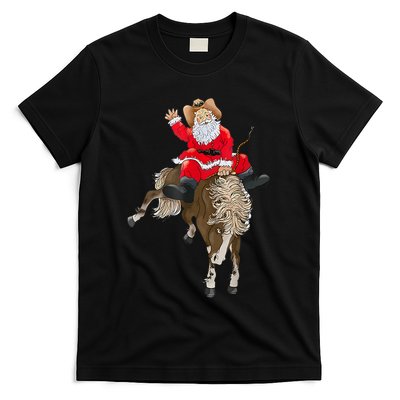 Cowboy Santa Claus Riding A Horse Christmas Cowboy T-Shirt