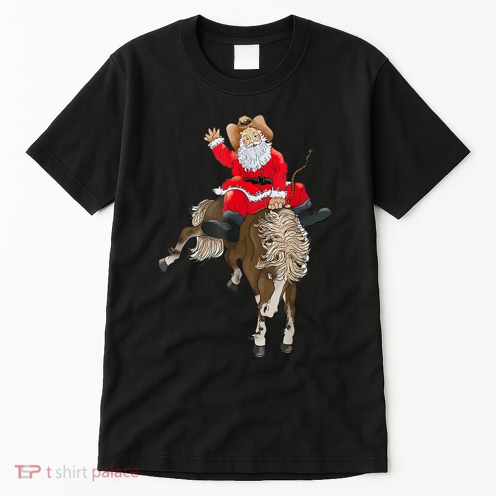 Cowboy Santa Claus Riding A Horse Christmas Cowboy Tall T-Shirt