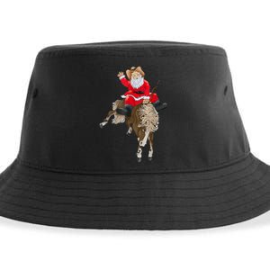 Cowboy Santa Claus Riding A Horse Christmas Cowboy Sustainable Bucket Hat