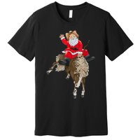 Cowboy Santa Claus Riding A Horse Christmas Cowboy Premium T-Shirt