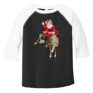 Cowboy Santa Claus Riding A Horse Christmas Cowboy Toddler Fine Jersey T-Shirt