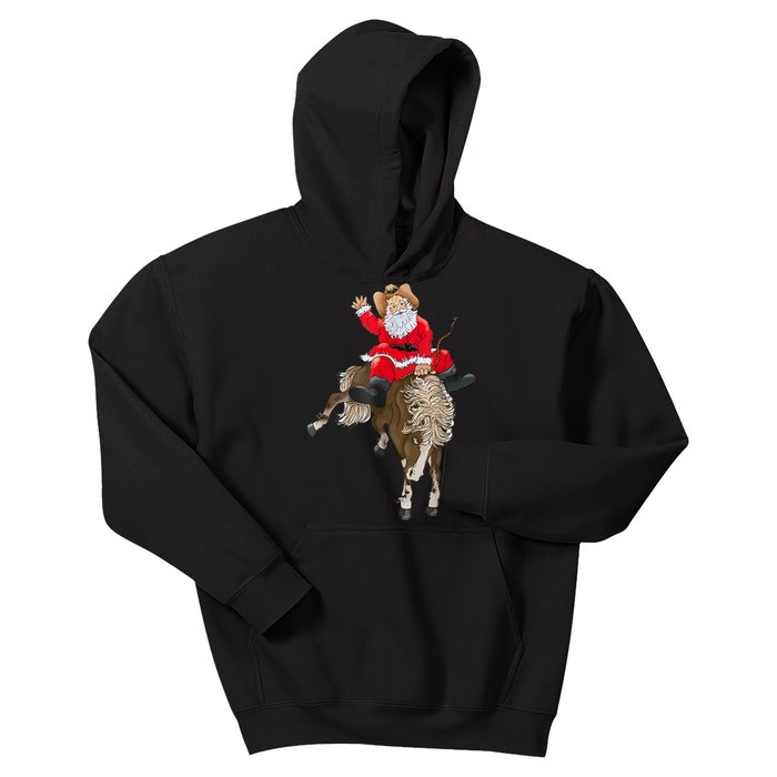 Cowboy Santa Claus Riding A Horse Christmas Cowboy Kids Hoodie