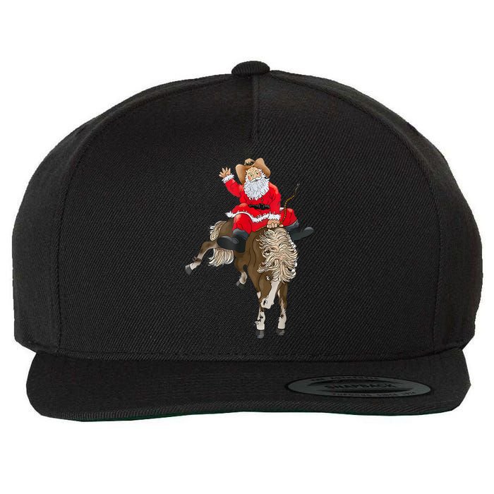 Cowboy Santa Claus Riding A Horse Christmas Cowboy Wool Snapback Cap