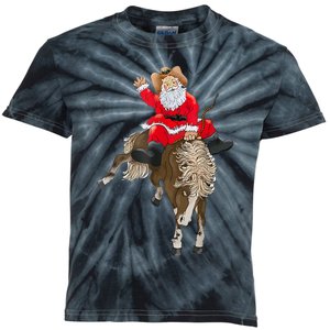 Cowboy Santa Claus Riding A Horse Christmas Cowboy Kids Tie-Dye T-Shirt