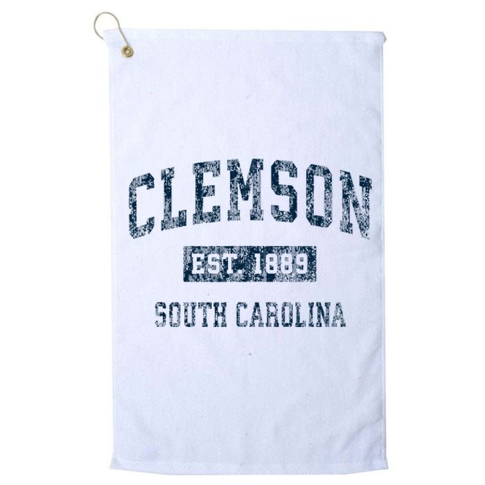 Clemson South Carolina SC Vintage Sports Design Navy Print  Platinum Collection Golf Towel