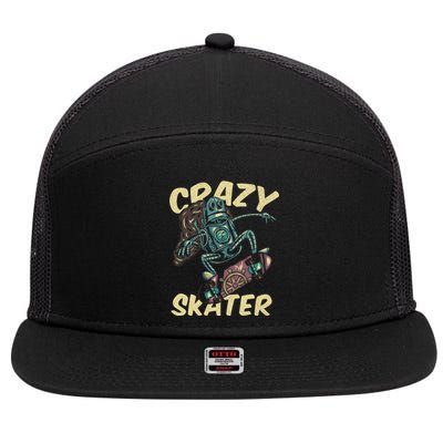 Crazy Skater 7 Panel Mesh Trucker Snapback Hat