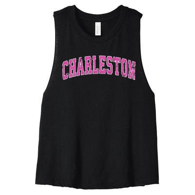 Charleston South Carolina SC Vintage Sports Design Pink Desi Swea Women's Racerback Cropped Tank