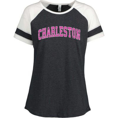 Charleston South Carolina SC Vintage Sports Design Pink Desi Swea Enza Ladies Jersey Colorblock Tee