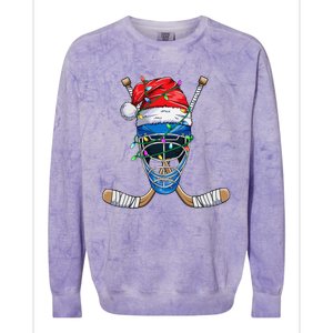 Christmas Santa Claus Player Ice Hockey Funny Colorblast Crewneck Sweatshirt