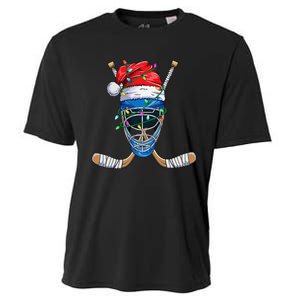 Christmas Santa Claus Player Ice Hockey Funny Cooling Performance Crew T-Shirt