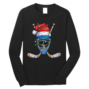 Christmas Santa Claus Player Ice Hockey Funny Long Sleeve Shirt