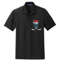 Christmas Santa Claus Player Ice Hockey Funny Dry Zone Grid Polo