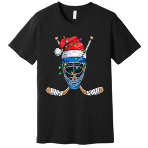 Christmas Santa Claus Player Ice Hockey Funny Premium T-Shirt