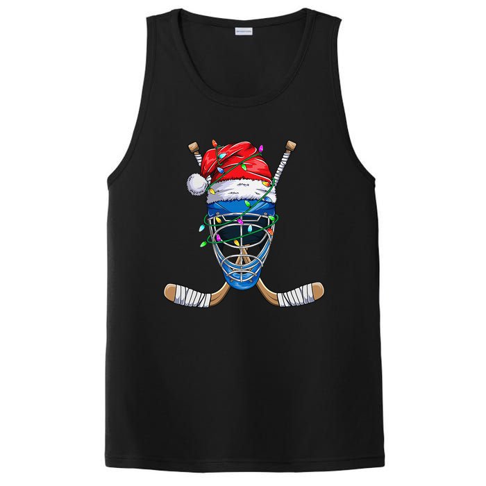 Christmas Santa Claus Player Ice Hockey Funny PosiCharge Competitor Tank