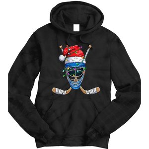 Christmas Santa Claus Player Ice Hockey Funny Tie Dye Hoodie