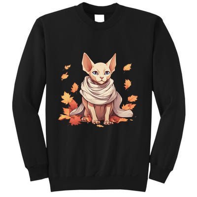 Cute Sphynx Cat Autumn Hairless Adorable Sphynx Cat Lover Sweatshirt