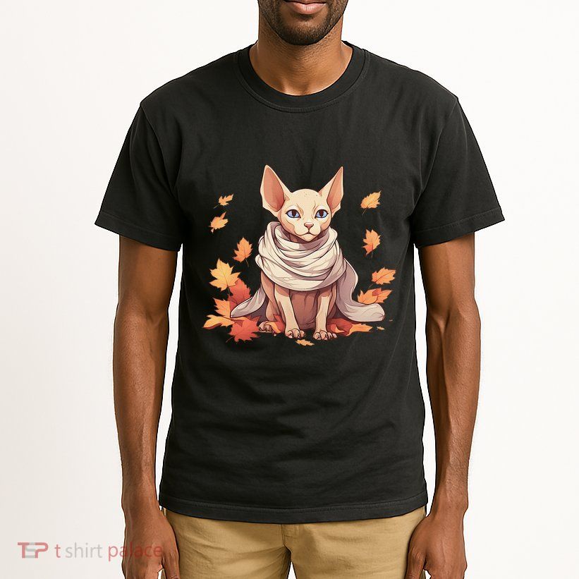 Cute Sphynx Cat Autumn Hairless Adorable Sphynx Cat Lover Tall T-Shirt