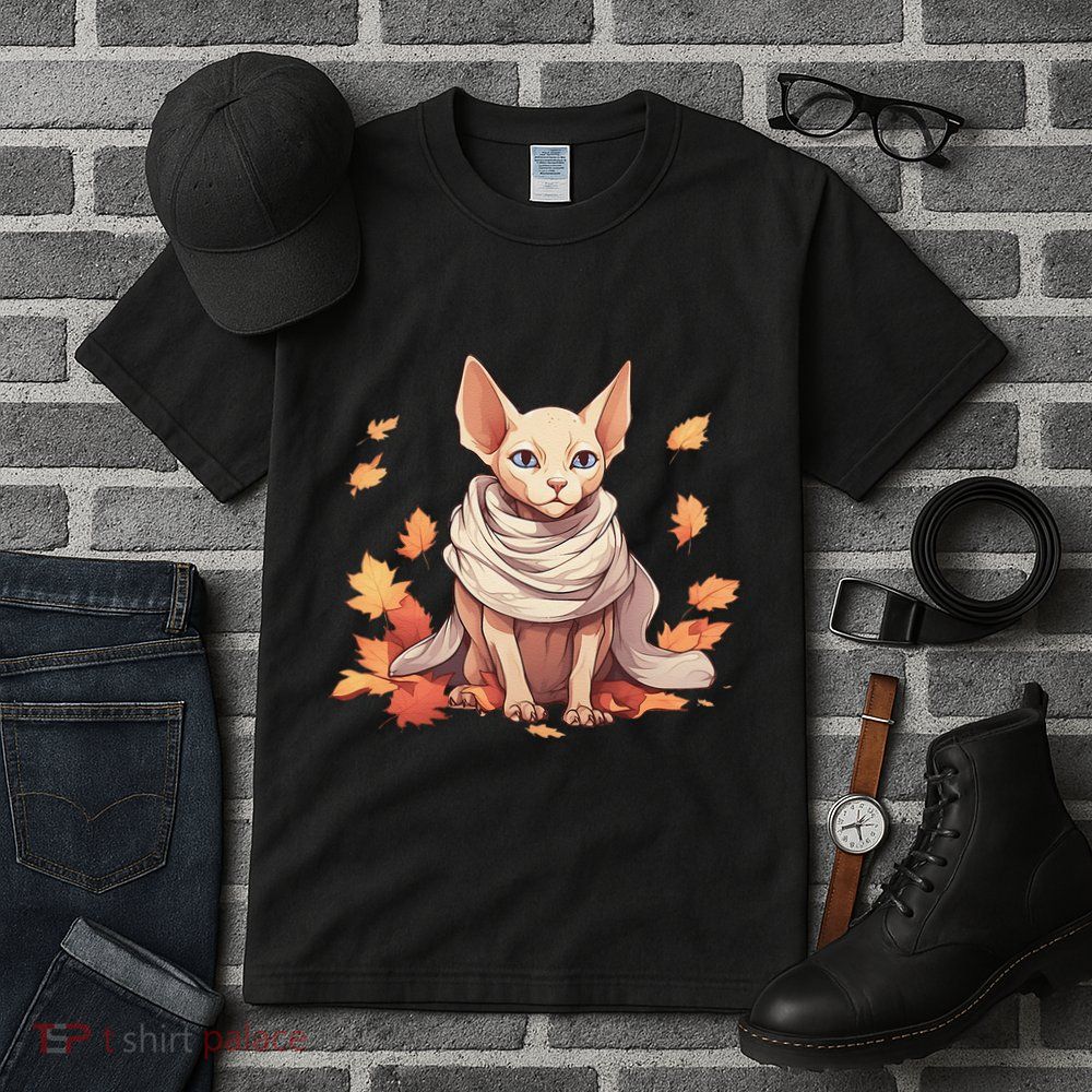 Cute Sphynx Cat Autumn Hairless Adorable Sphynx Cat Lover Tall T-Shirt
