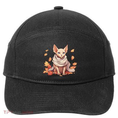 Cute Sphynx Cat Autumn Hairless Adorable Sphynx Cat Lover 7-Panel Snapback Hat