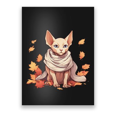 Cute Sphynx Cat Autumn Hairless Adorable Sphynx Cat Lover Poster