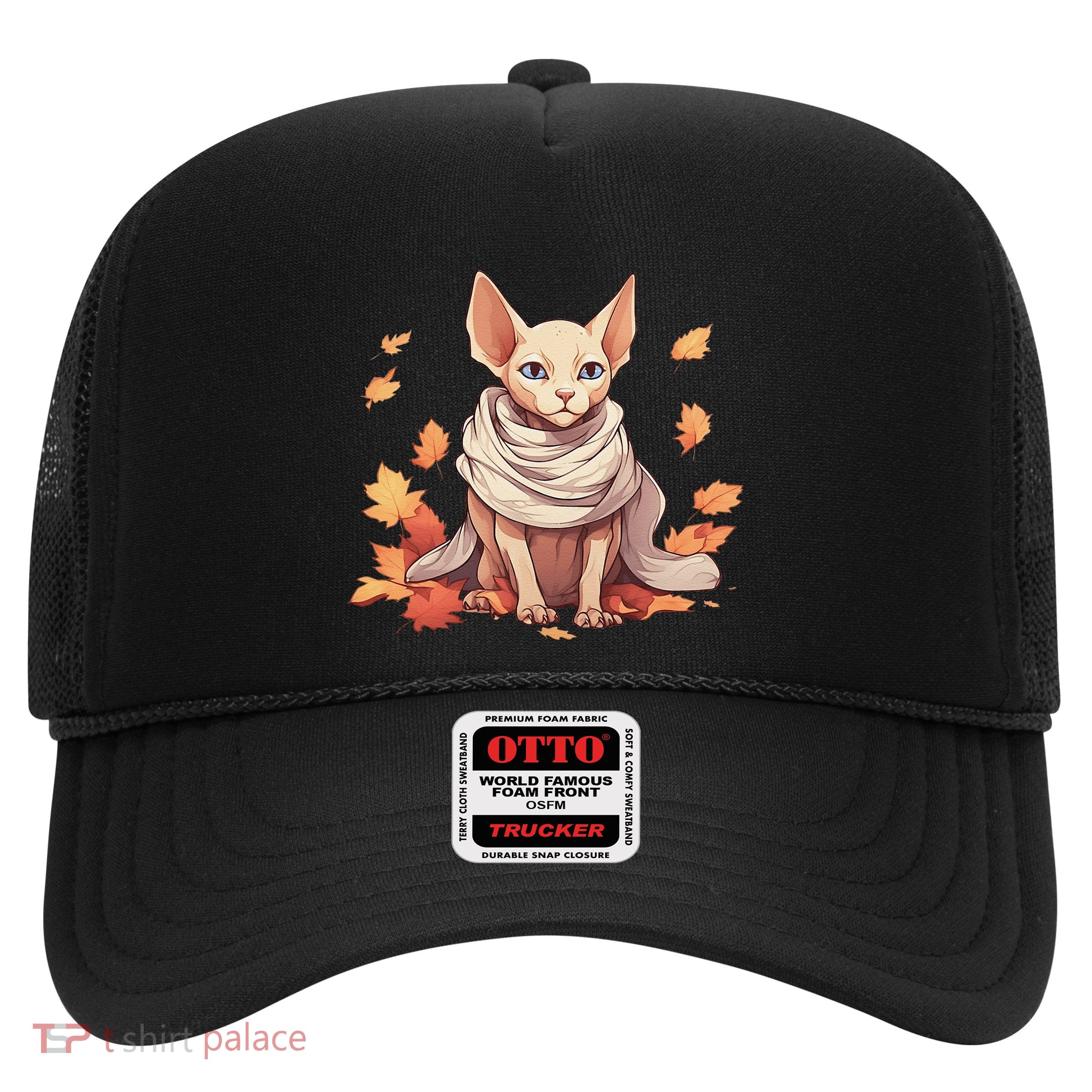 Cute Sphynx Cat Autumn Hairless Adorable Sphynx Cat Lover Trucker Hat