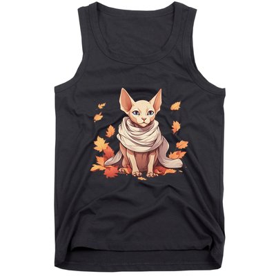 Cute Sphynx Cat Autumn Hairless Adorable Sphynx Cat Lover Tank Top