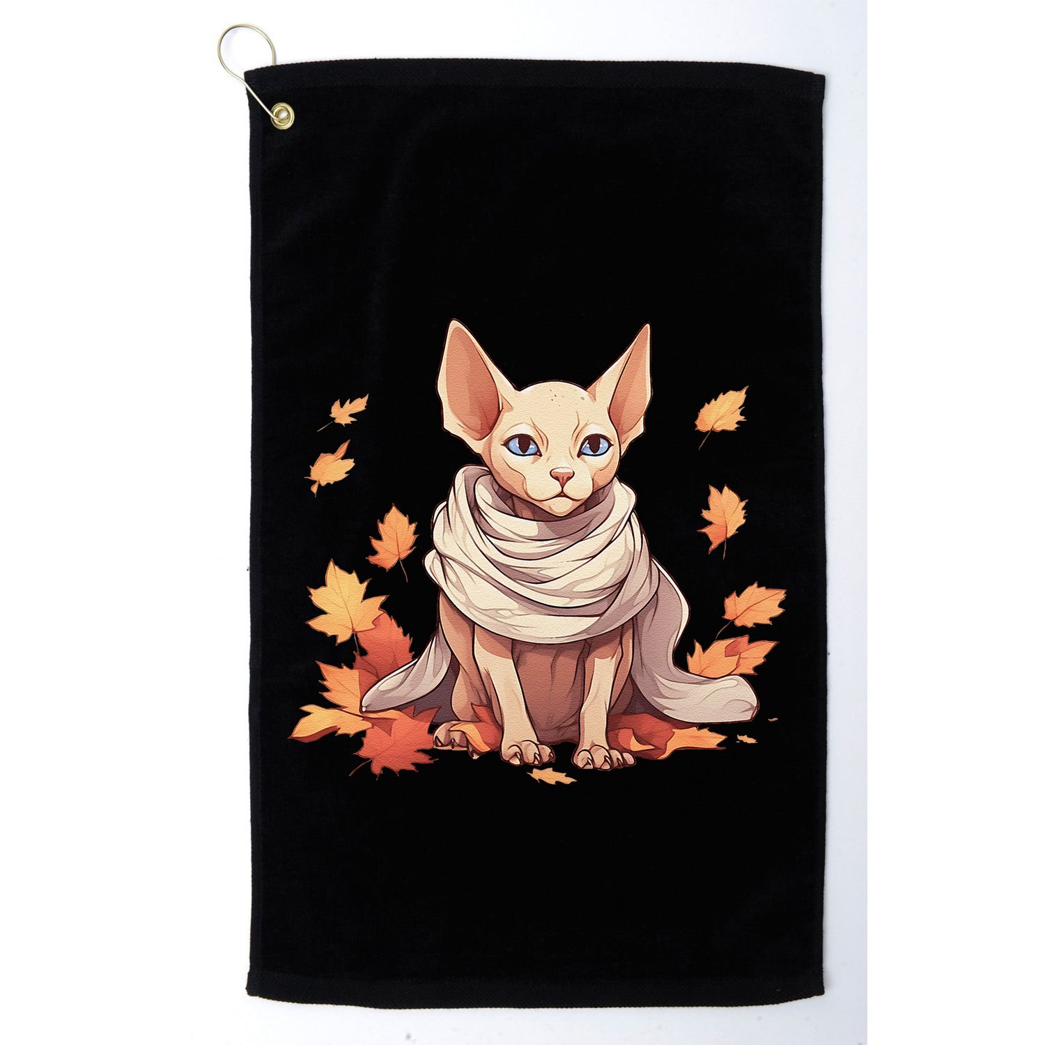 Cute Sphynx Cat Autumn Hairless Adorable Sphynx Cat Lover Golf Towel