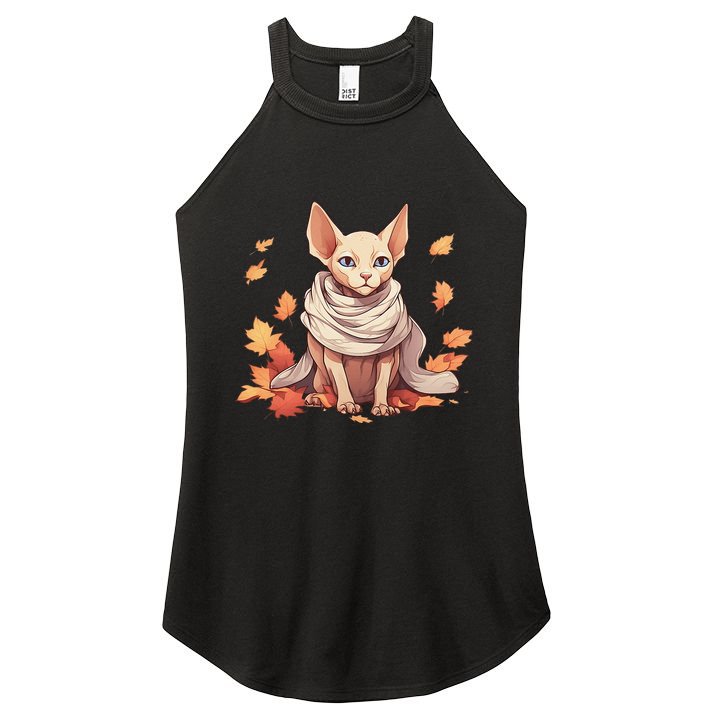 Cute Sphynx Cat Autumn Hairless Adorable Sphynx Cat Lover Women's Perfect Tri Rocker Tank