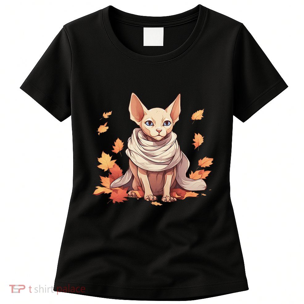 Cute Sphynx Cat Autumn Hairless Adorable Sphynx Cat Lover Womens T-Shirt