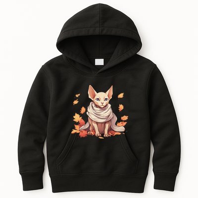Cute Sphynx Cat Autumn Hairless Adorable Sphynx Cat Lover Kids Hoodie
