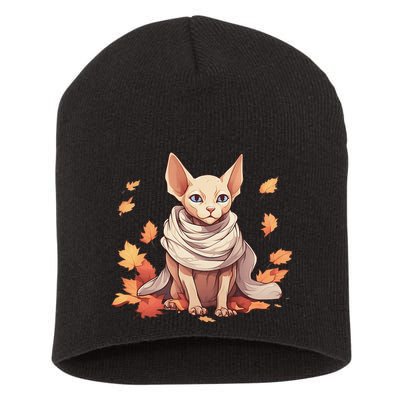 Cute Sphynx Cat Autumn Hairless Adorable Sphynx Cat Lover Short Acrylic Beanie