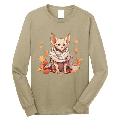 Cute Sphynx Cat Autumn Hairless Adorable Sphynx Cat Lover Long Sleeve Shirt