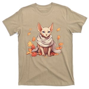 Cute Sphynx Cat Autumn Hairless Adorable Sphynx Cat Lover T-Shirt