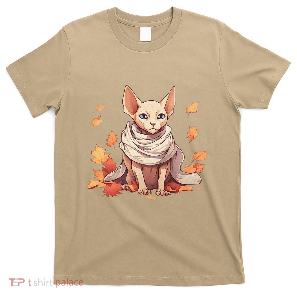 Cute Sphynx Cat Autumn Hairless Adorable Sphynx Cat Lover T-Shirt