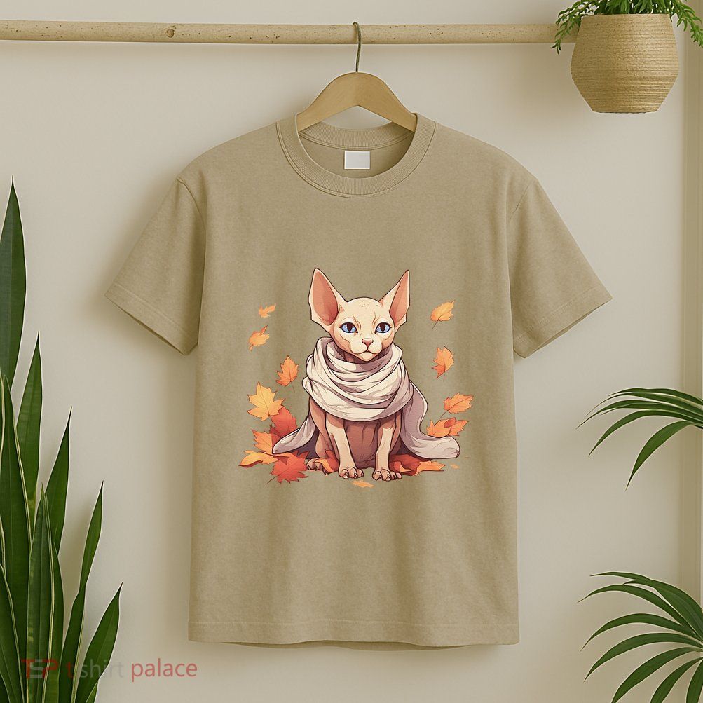Cute Sphynx Cat Autumn Hairless Adorable Sphynx Cat Lover T-Shirt