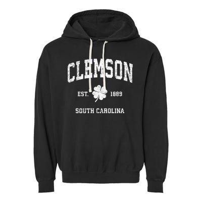 Clemson South Carolina Vintage Shamrock Sports Garment-Dyed Fleece Hoodie